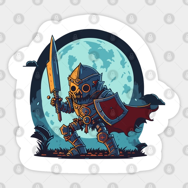 Skeleton Knight under Moon Light Sticker by Ikatika